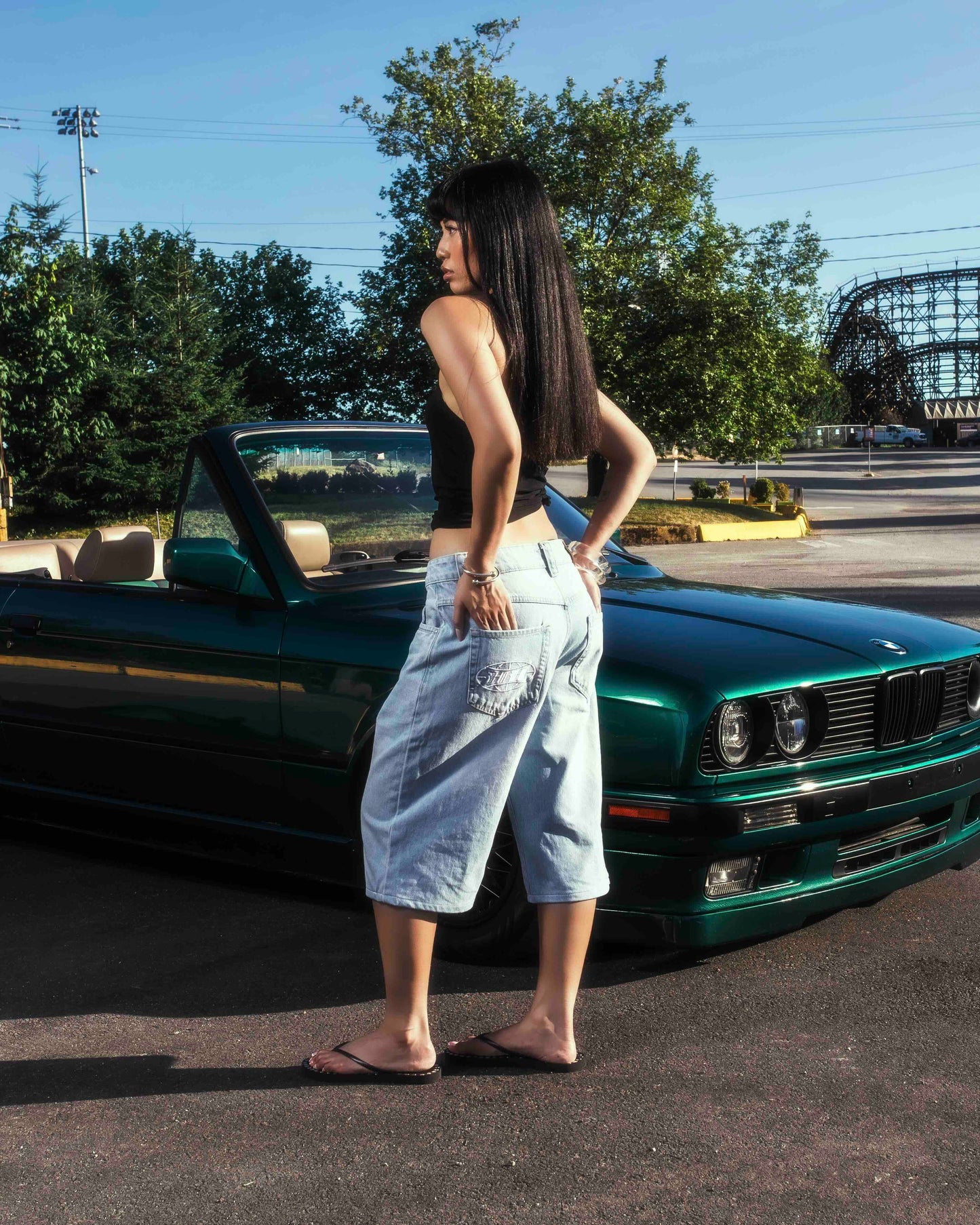 light wash denim short