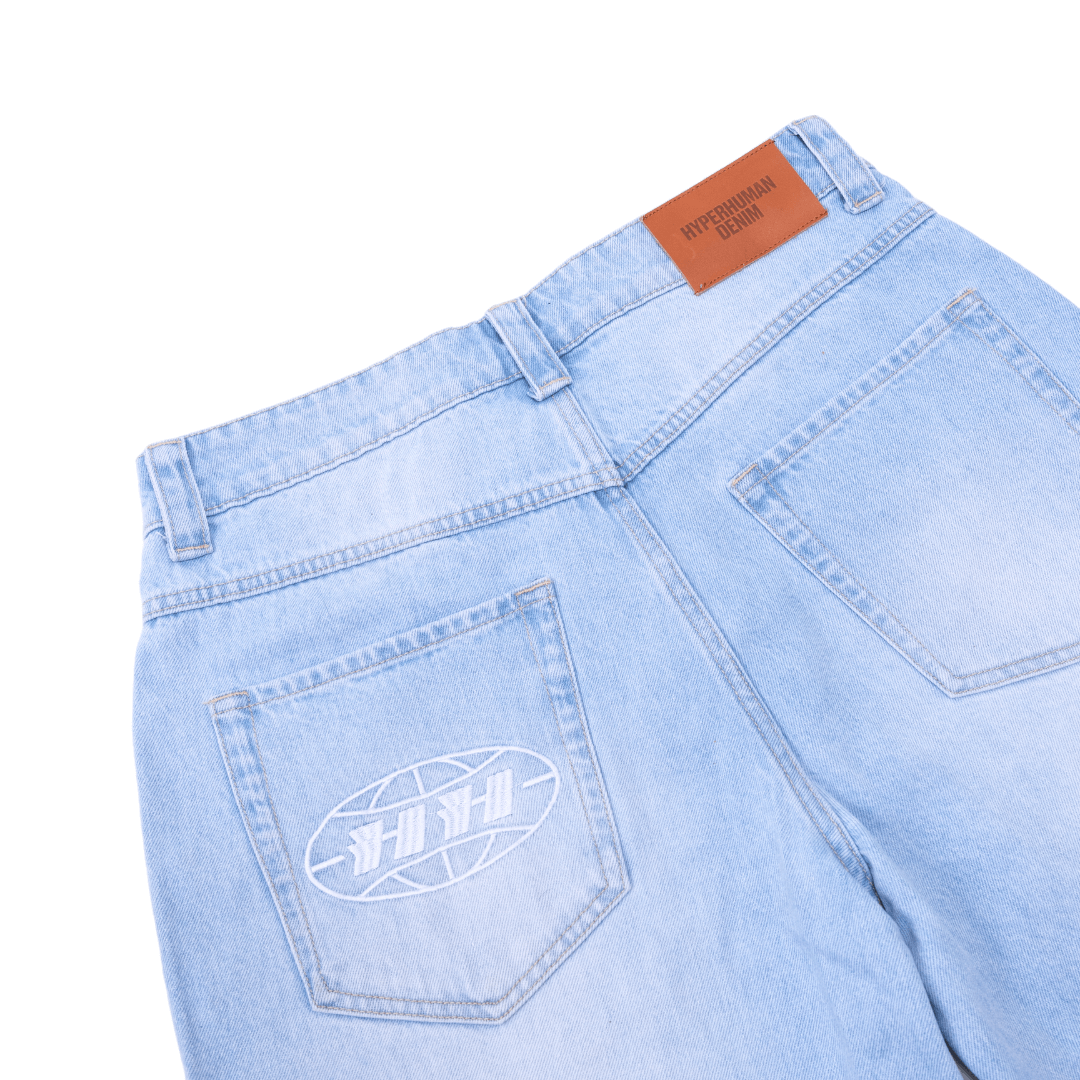 light wash denim short