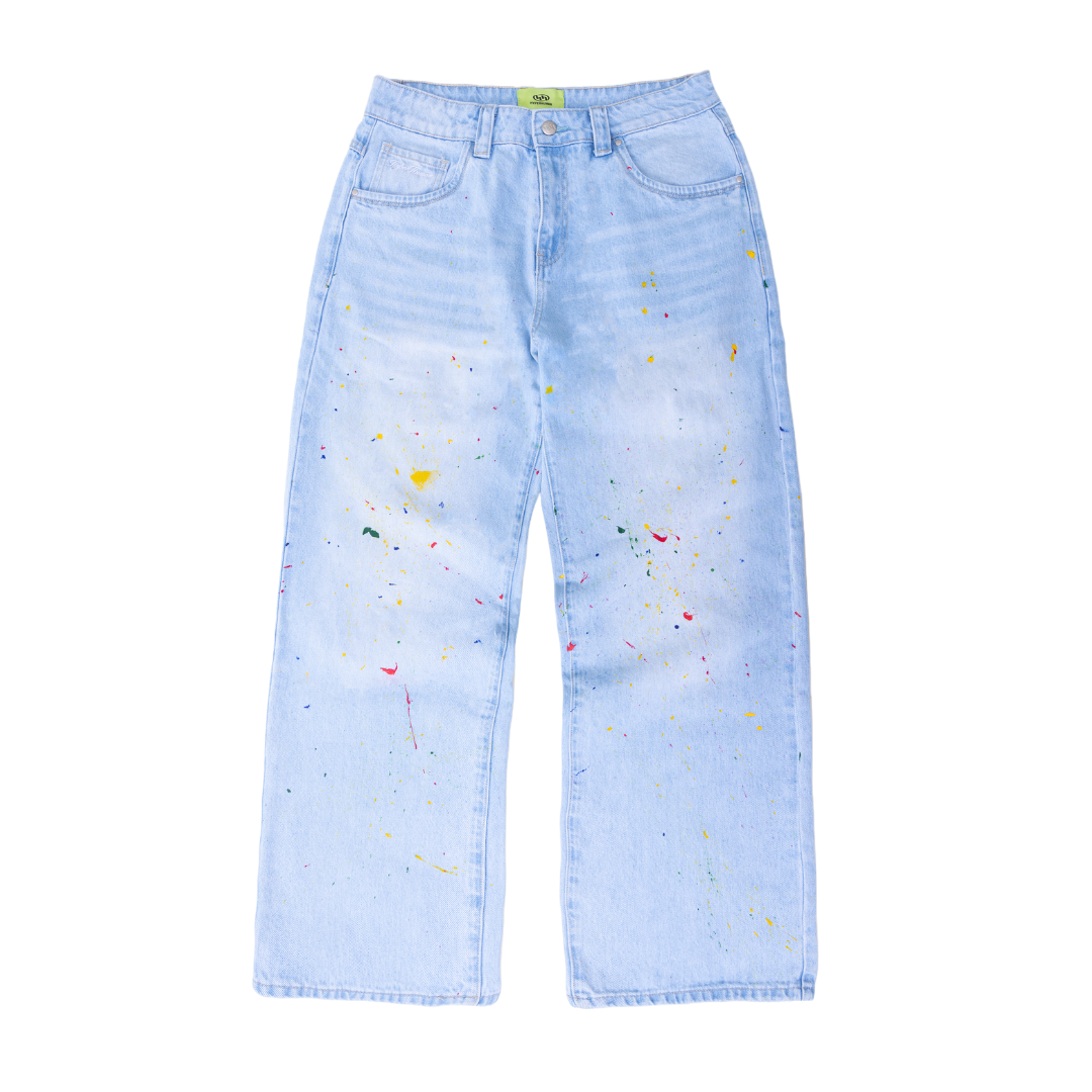 paint splatt denim jeans