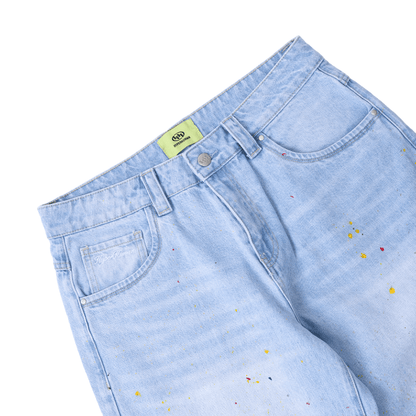 paint splatt denim jeans