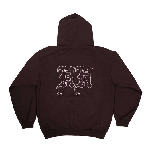 Brown Embroidered Hoodie